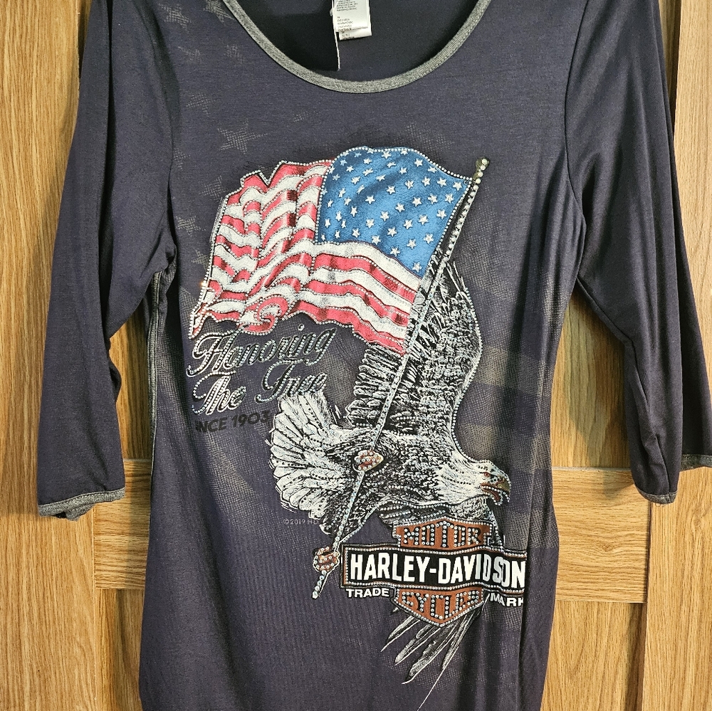 Harley Davidson bling flag shirt